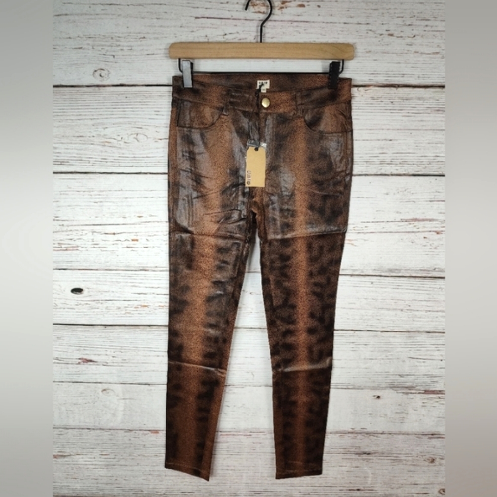 UNIQ Faux Leather Snakeskin Skinny Ankle Pants